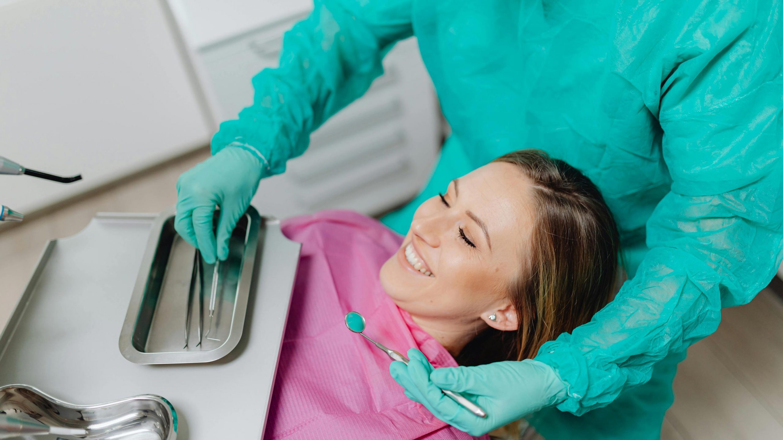 Patient receiving dental treatments